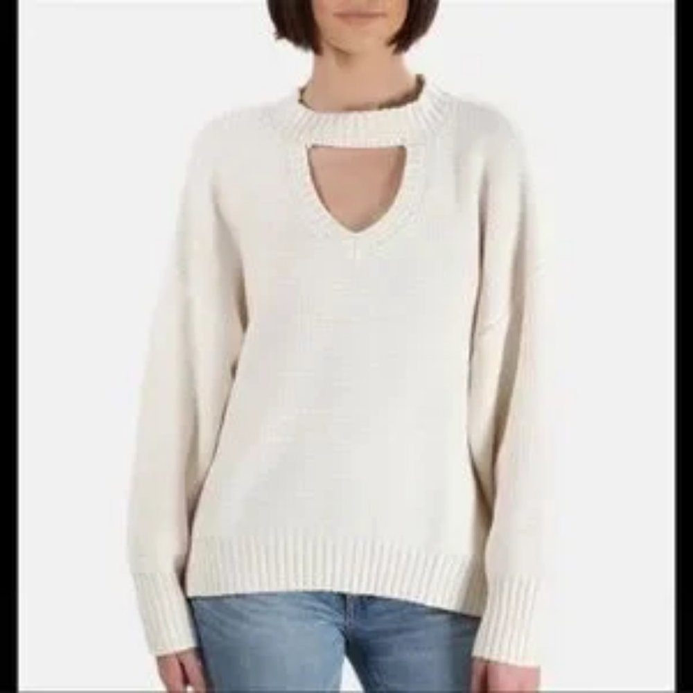 Womens Misa Los Angeles White Keyhole Neck Chunky Sweater XS *